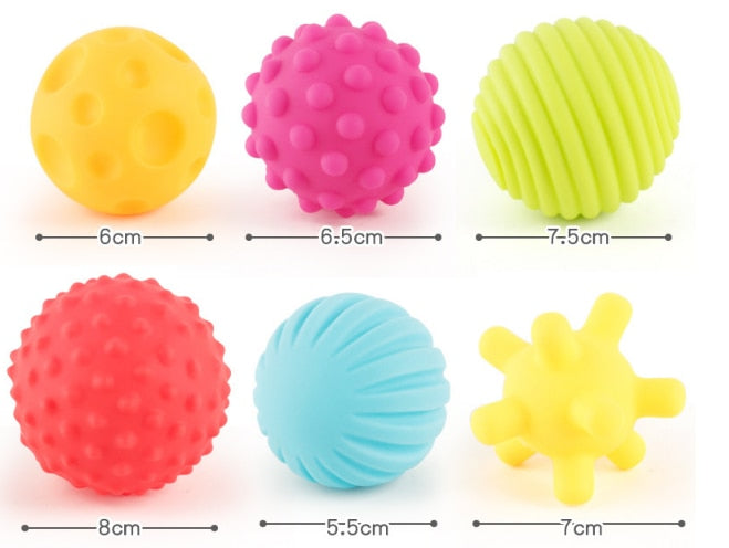 6 PCS Textured Multi Ball Set Develop Baby's Tactile Senses Baby Touch Hand Ball Toys Baby Training Ball